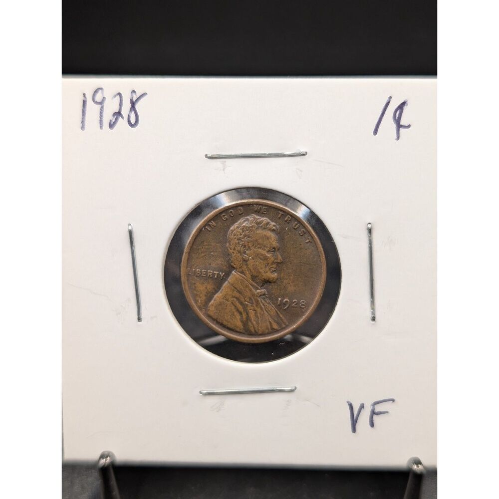1928 Lincoln Wheat Penny Toned Vintage US Copper Coin Philadelphia